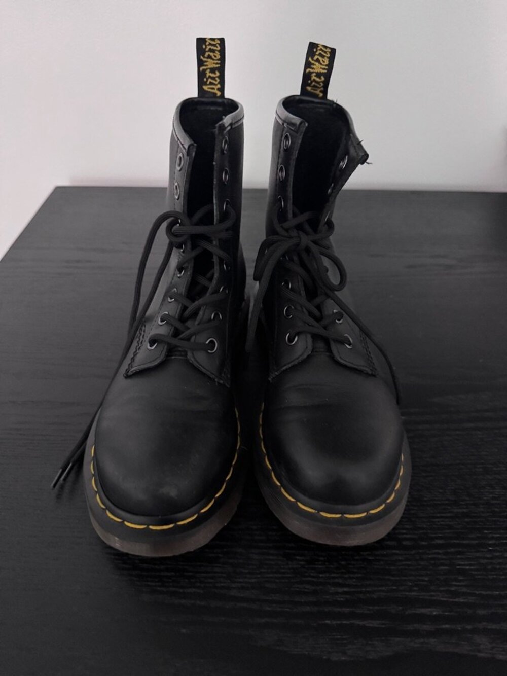 Dr. Martens 1460 Classic 8-Eye Black Leather Combat Boots, Size 6